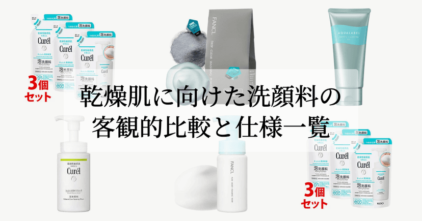 乾燥肌に向けた洗顔料の客観的比較と仕様一覧